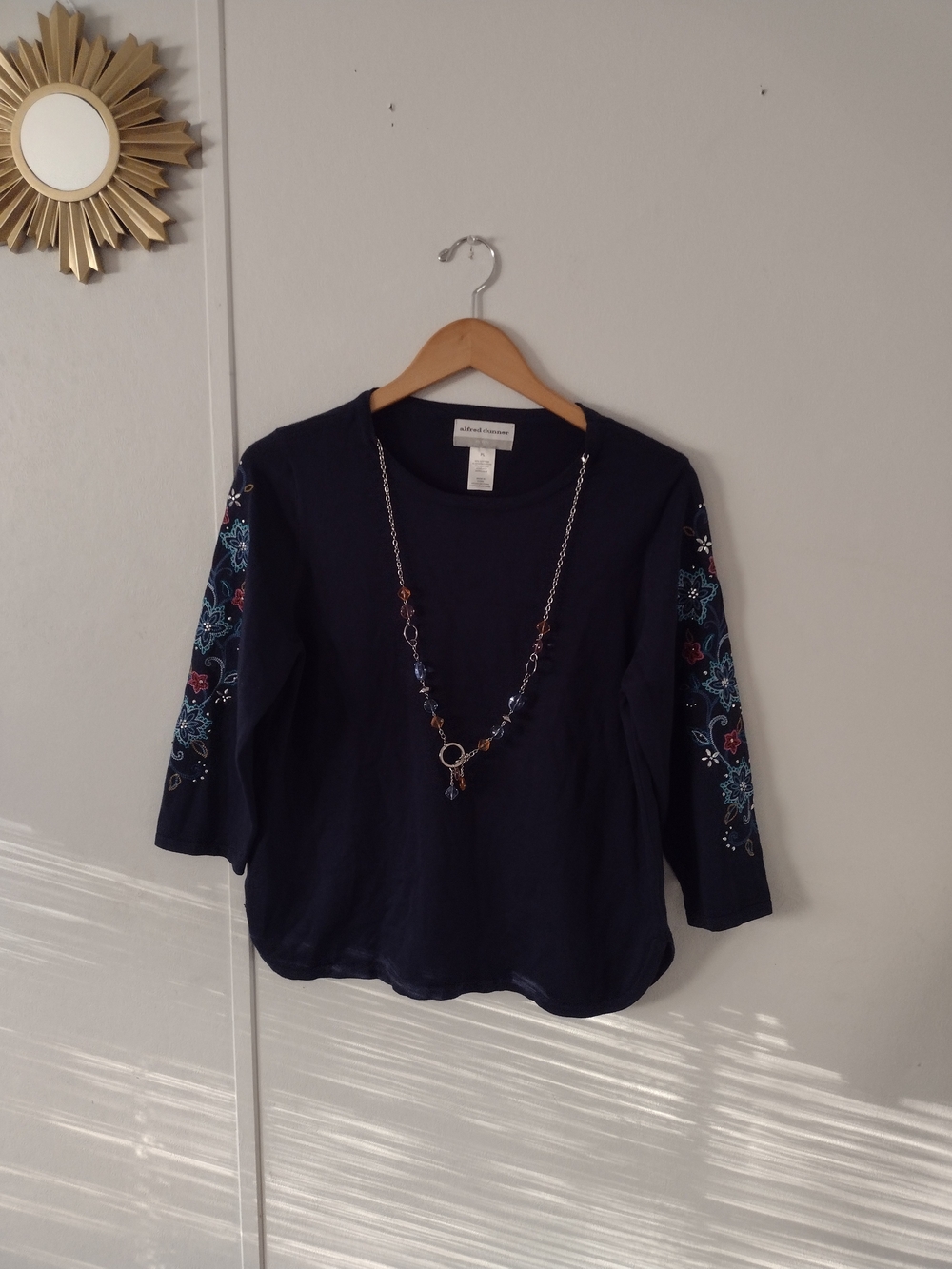Alfred Dunner Petite Large Womens Embroidered Top